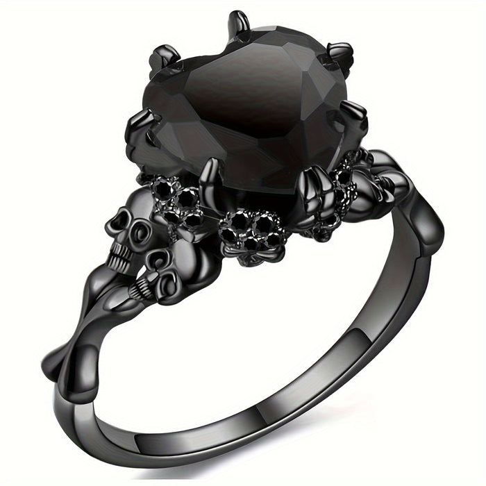 Wholesale Gothic  Skull Heart Ring Red Zinc Alloy Electroplated Couple Jewelry Trendy Fashion Accessory Gift