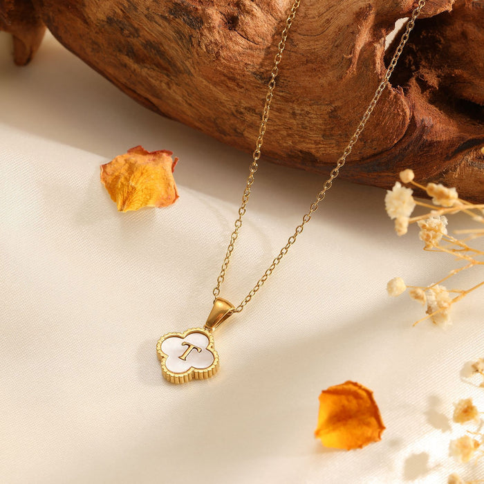 Wholesale Four-leaf clover pendant stainless steel 18K gold necklace