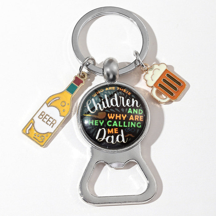 Wholesale Father's Day Beer Bottle Opener Alloy Keychain JDC-KC-HuiWen016