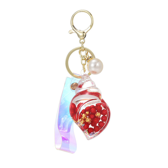 Wholesale Hourglass bottle seaside pearl small seashell keychain