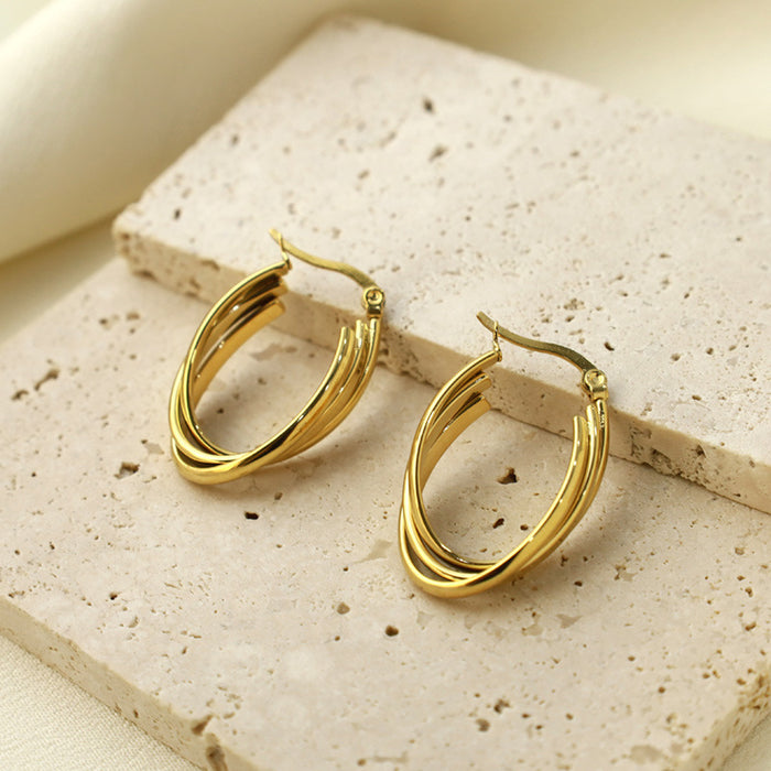 Wholesale Irregular Line Three-Ring Earrings