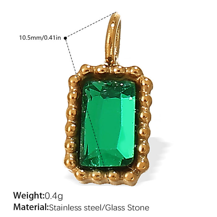 Wholesale DIY Gold-Plated Geometric Colored Gemstone Necklace Pendant