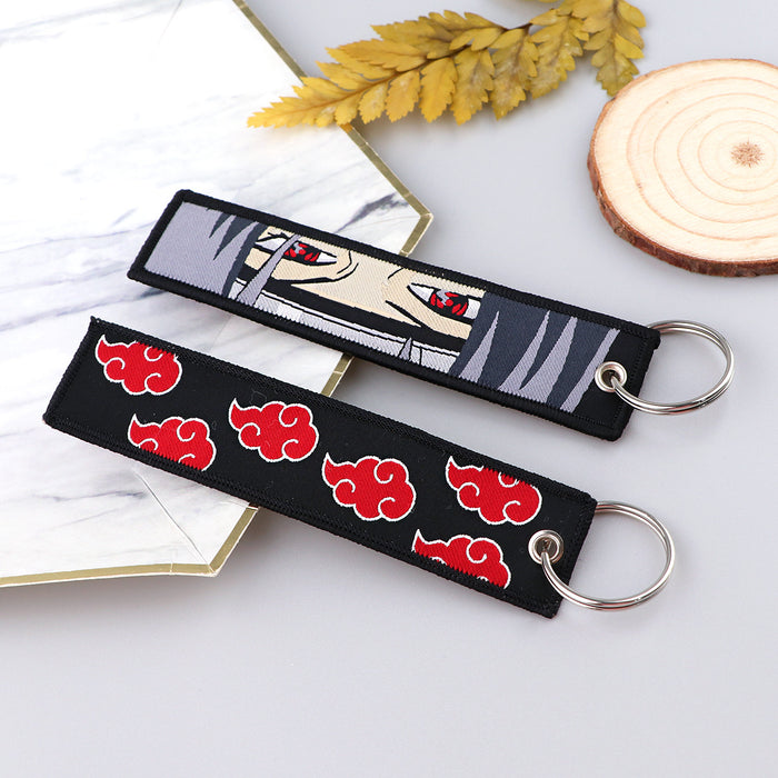 Wholesale Cartoon Anime Woven Label Keychain Pendant  Fabric Anime Peripheral