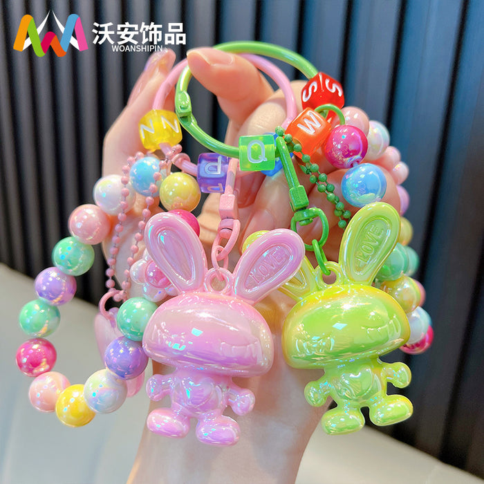 Wholesale Electroplated Acrylic Rabbit Keychain JDC-KC-WoA014