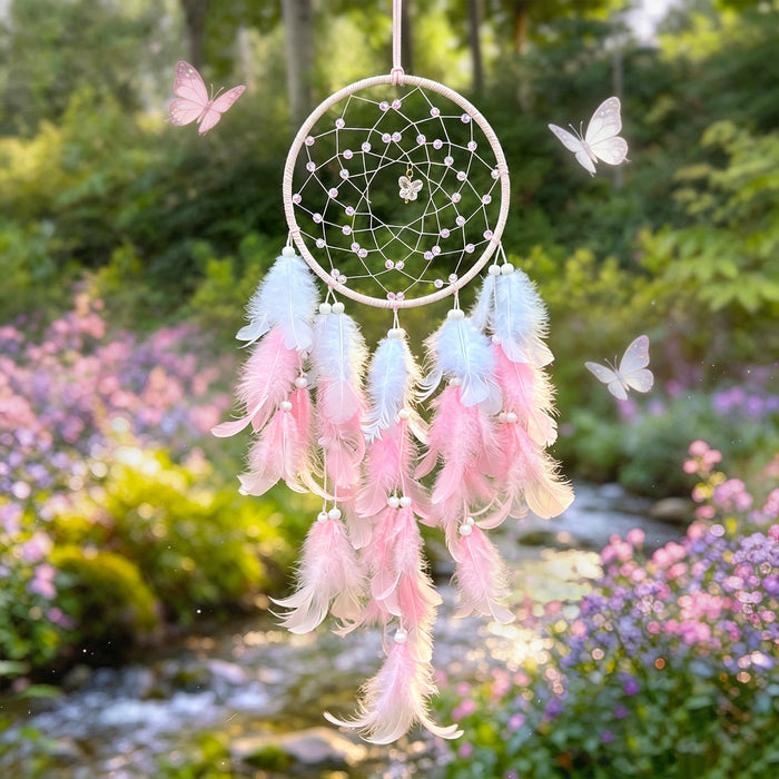 Wholesale Feather Butterfly Dream Catcher Wind Chime Bedroom Wall Decorative Accent MOQ≥2