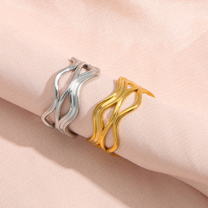 Wholesale Stainless steel fashionable titanium steel ring with high-end design, simple lines, and an open ring