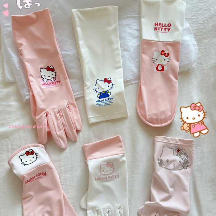 Wholesale Summer Sunscreen Ice Silk Non-slip  Gloves Cute Full-finger Thin Anti-driving Gloves