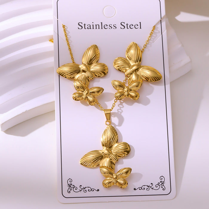 Wholesale RetroEarrings Necklace Stainless Steel Gold-Plated Jewelry