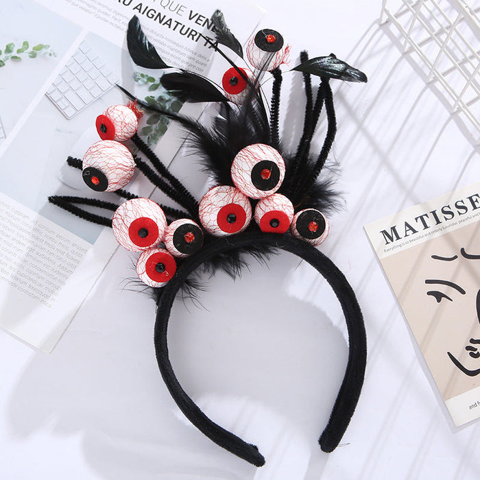 Wholesale 12PCS Halloween Terror Red Blood Eyeball Decorative Fabric Hair Hoops JDC-HD-MeiY001