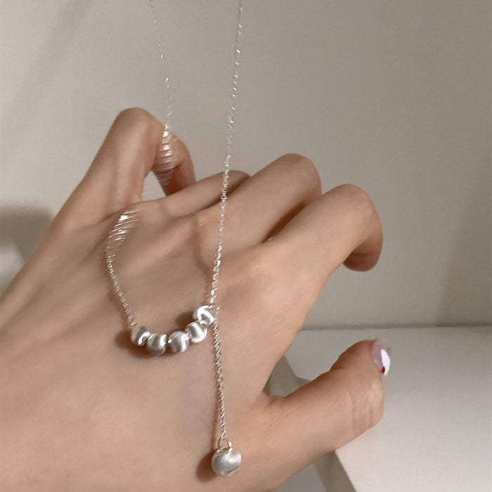 Wholesale  Frosted silver Cat's Eye Round Bead Necklace Simple All-match Clavicle Chain Necklace Women's Accessories