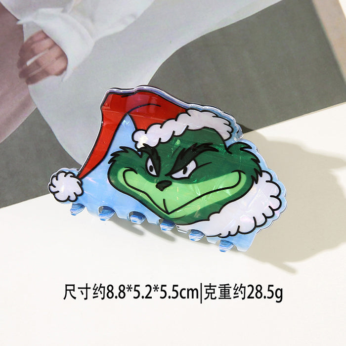 Wholesale Christmas PVC Hair Claw Clips Santa  Shark Cartoon Party Accessory Gift