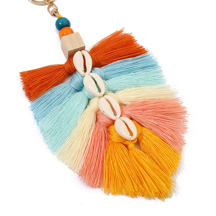 Wholesale Bohemian Natural Shell Tassel Keychain JDC-KC-ZhenZhen004