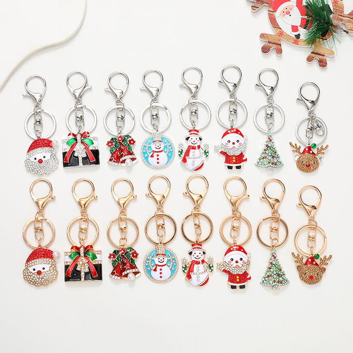 Wholesale Electroplated Metal Christmas Keychain – Gold  Pendant Gift Bag Charm