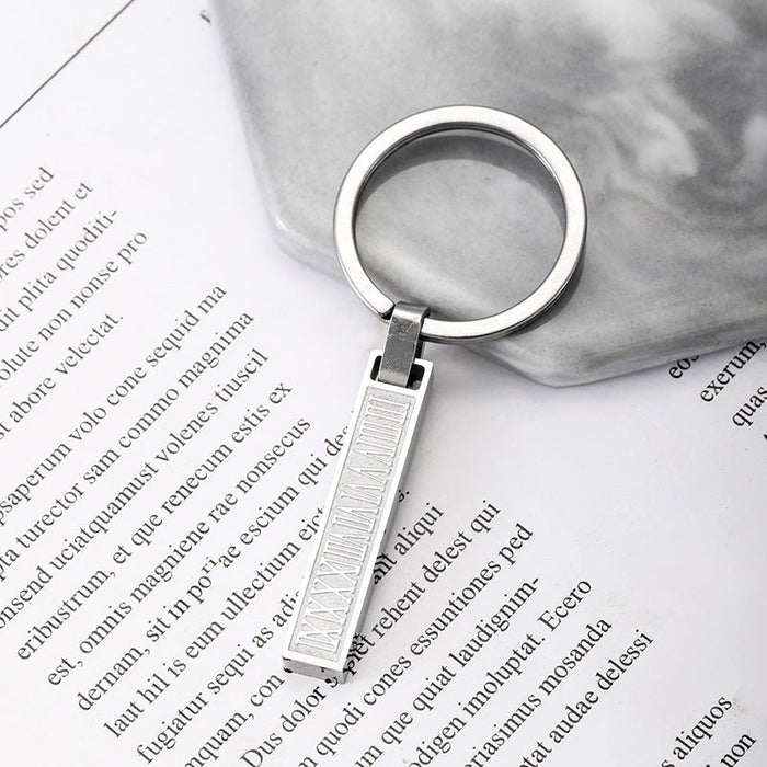 Números romanos de acero inoxidable al por mayor cadena de llave larga tridimensional JDC-KC-Xinjun003