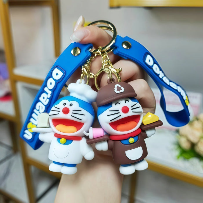 Wholesale Silicone Cartoon Cat Keychain Metal Keyring Pendant Gift Boutique MOQ≥5