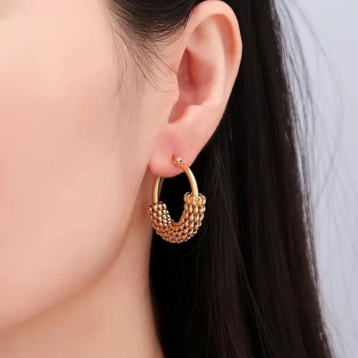Wholesale Stainless steel mesh rice ear earrings