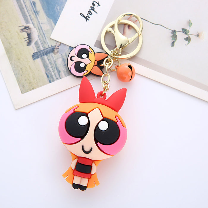 Wholesale A  PVC cartoon keychain couple student bag key chain pendant