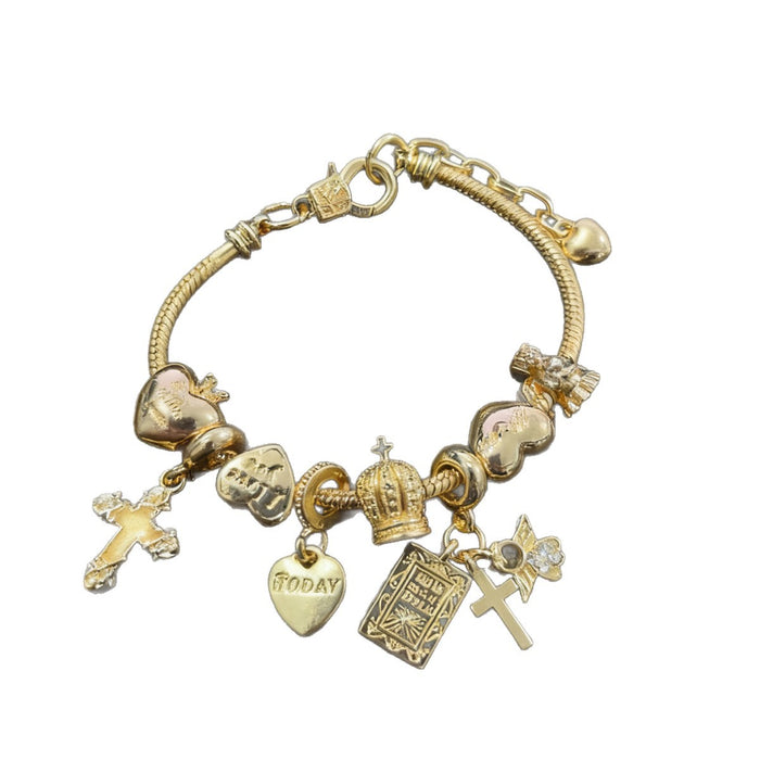 Wholesale beaded Charms Bracelets Gold Luminous Cross Adjustable Jewelry