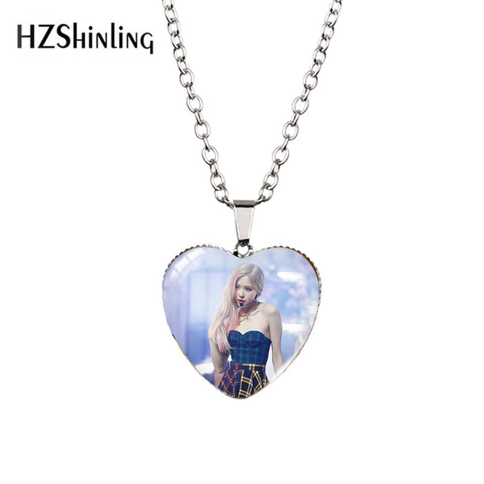 Wholesale Heart-shaped necklace,  peach heart time gem star pendant,  clavicle chain