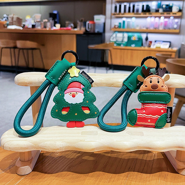 Wholesale Cartoon Leather  Pendant Keychain Cute Exquisite Leather Bag Pendant Christmas Gift