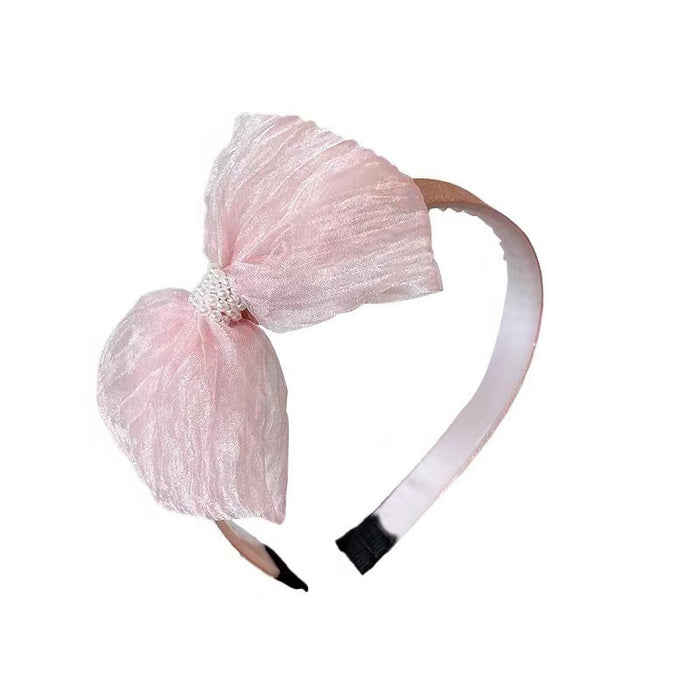 Wholesale Sweet and Cute Children's Pearl Mesh Bow Headband JDC-HD-QiY001