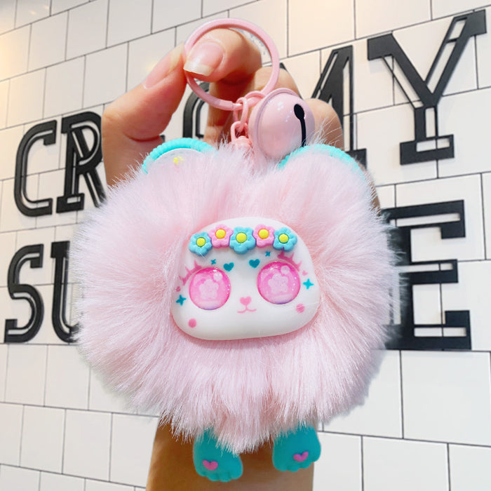 Wholesale Plush sweetheart bear cute rex rabbit fur pendant doll keychain