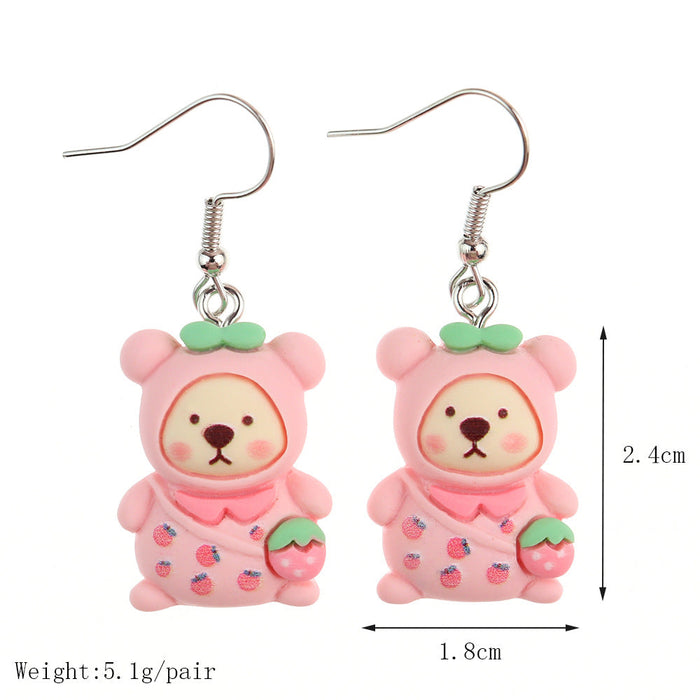 Wholesale Resin Earrings Cute Cartoon Bear Kitty Kitten (S) JDC-ES-niqing026