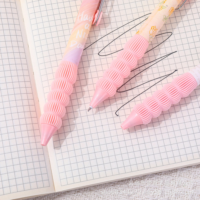 Wholesale 5pcs/set Steel Clip Pen Chandler Rose Gel Pen Quick-dry Brush Pen  Girl' s Heart Push Pen