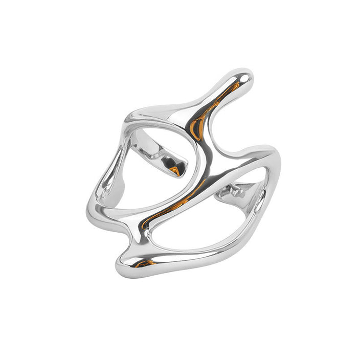 Wholesale Geometric Hollow Punk Ring For Women Adjustable Copper Band White Gold Finish Jewelry Accessory