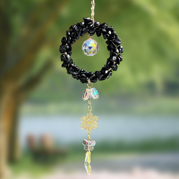 Wholesale Crystal Flower Car Hanging Ornament with Feathers Stylish Car Key Accessory MOQ≥2