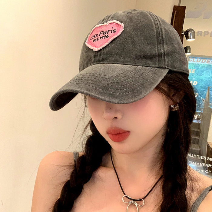 Wholesale Baseball Cap Women's Cartoon Love Washed Denim Cap All-match Sunshade Anti-ultraviolet Sports Cap