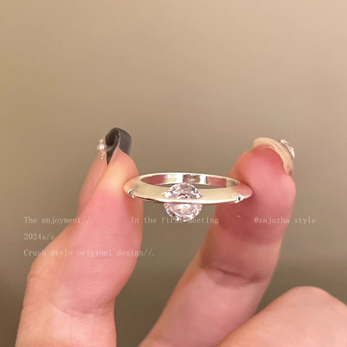 Wholesale Rotatable Silver brushed Diamond Planet Ring Fashion Open Finger Ring Personalized Ring