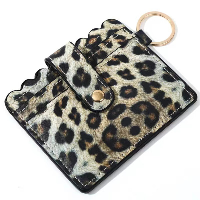 Wholesale Leopard Print Cow Print Plaid PU Leather Card Holder Keychain JDC-KC-HTong001