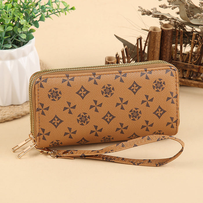 Wholesale PU Leather Clutch Wallet with Flower Pattern and Chain Decoration MOQ≥3