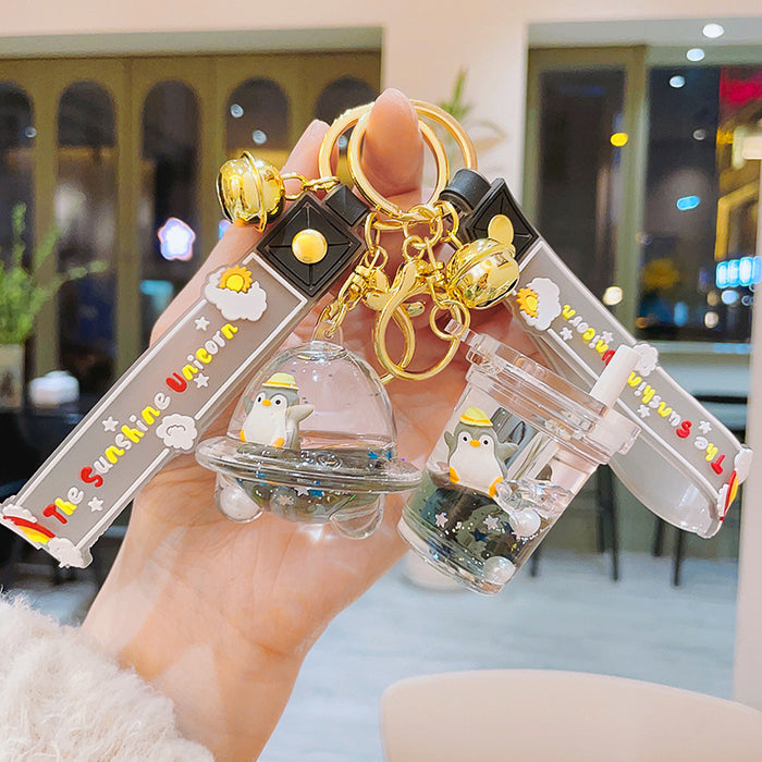 Wholesale Cartoon Floating Into Oil Quicksand Bottle Keychain JDC-KC-ShuoT013