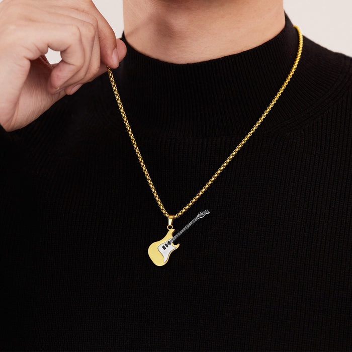 Wholesale Personalized and trendy stainless steel guitar pendant, street classic titanium steel necklace