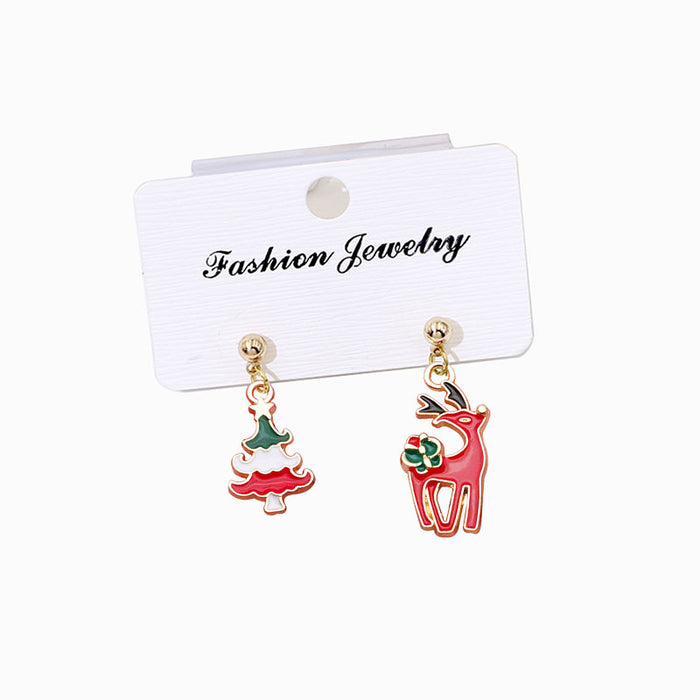 Wholesale S925 Silver Post Christmas Earrings Santa Deer Snowflake Studs for Women Party Gift Fashion Accessory
