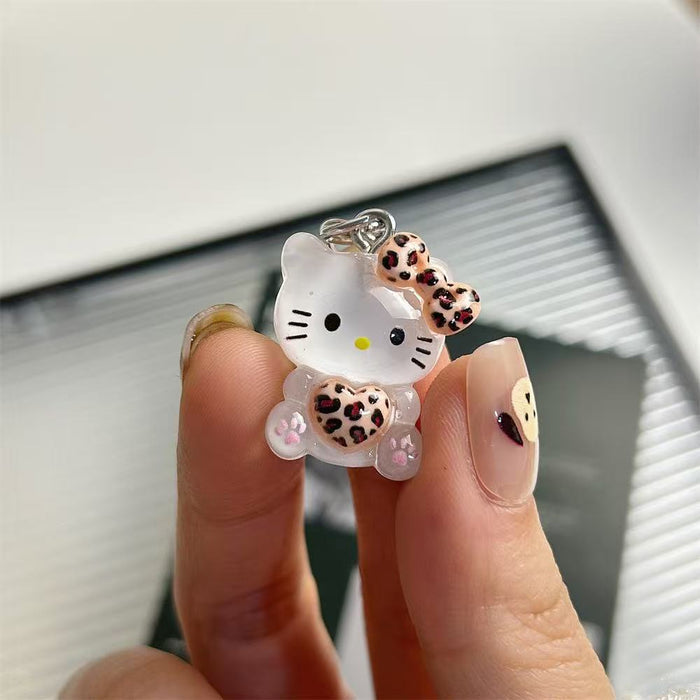 Wholesale Translucent Leopard Print Keychain Silver School Bag Pendant