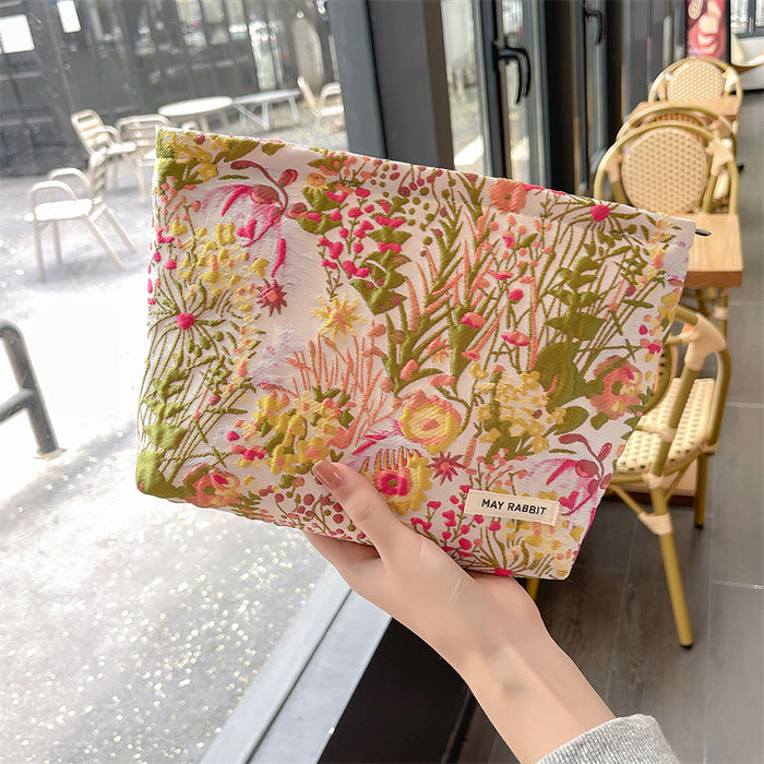 Wholesale Vintage relief makeup bag, large capacity canvas bag, inner liner bag
