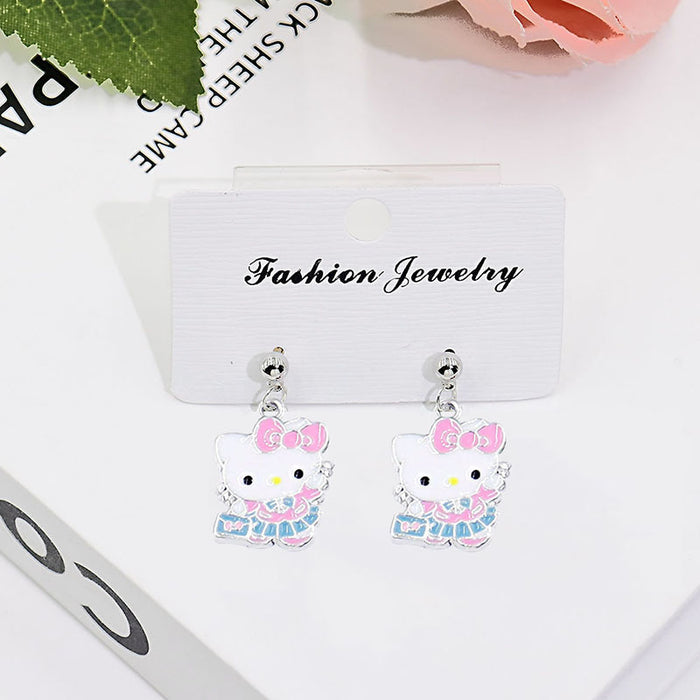 Wholesale Cute Cartoon Cat Short Earrings Metal Electroplated Fashion Jewelry Accessory for Women