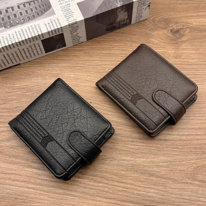 Wholesale Men' s PU Leather Wallet Solid Color Car ing Line Fashion Accessory MOQ≥2