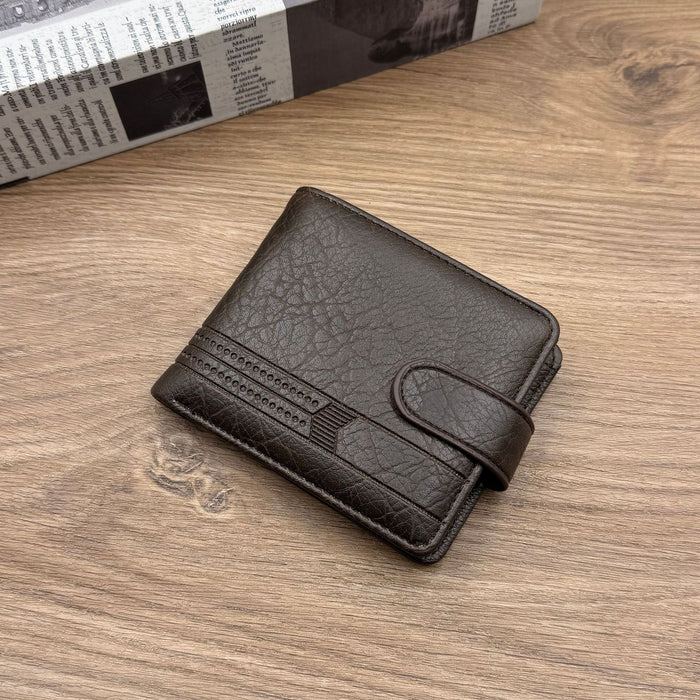 Wholesale Men' s PU Leather Wallet Solid Color Car ing Line Fashion Accessory MOQ≥2