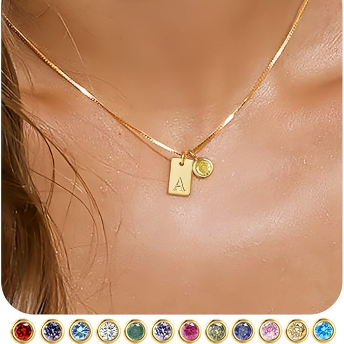 Wholesale New genuine gold plated versatile 26 letter square pendant necklace for commuting and simple accessories