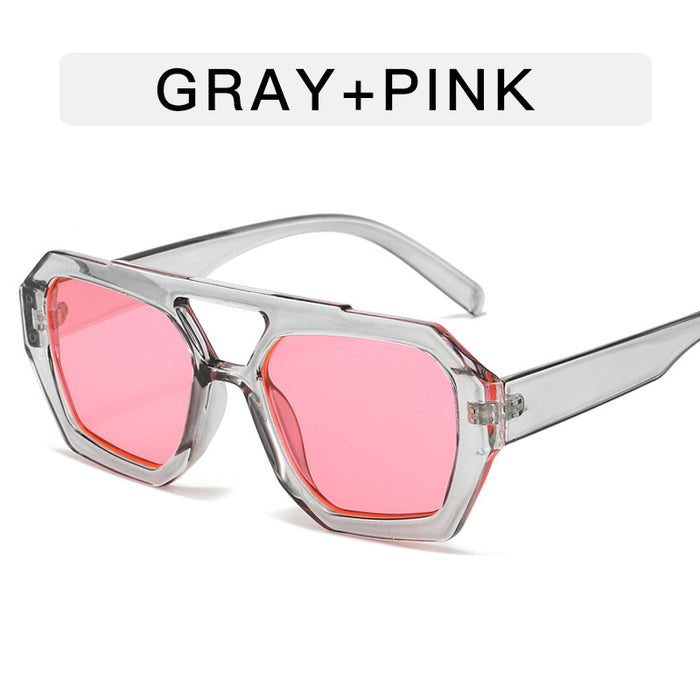 Wholesale Double-beam Retro Irregular Sunglasses Men's Women's Plain-made Women's