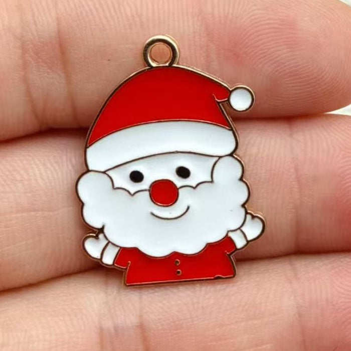 Wholesale 10pcs New oil-drip Christmas-themed alloy accessories  cartoon snowman  reindeer,   DIY pendant accessories
