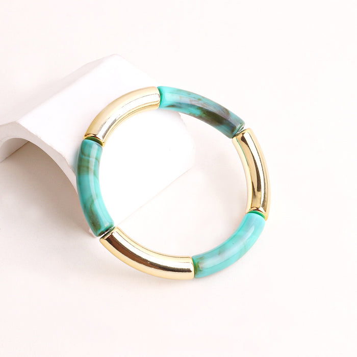 Wholesale Acrylic Two-color Curved Tube Beads Elastic Bracelet JDC-BT-ChouD001