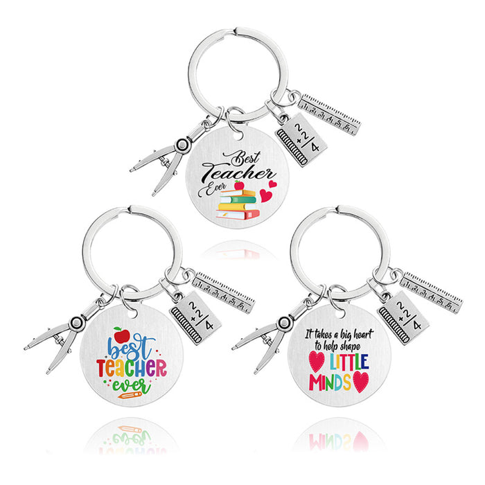 Wholesale Teacher's Day Metal Engraving Keychains JDC-KC-GangGu054