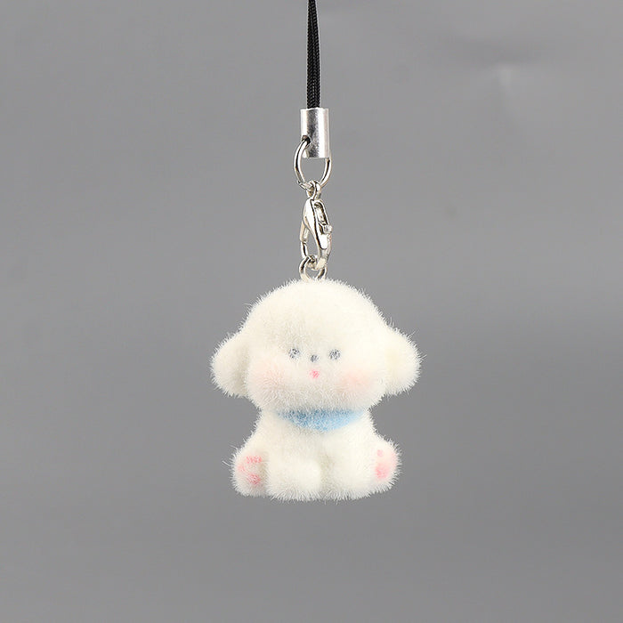 Wholesale 3D Flocked Resin Dog Keychain