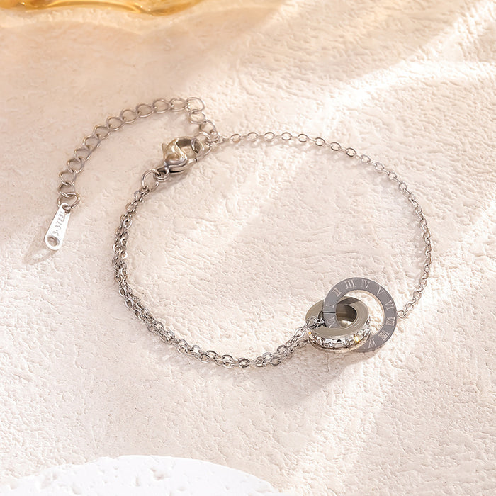 Wholesale Roman Numeral Diamond Titanium Steel Ladies choker necklace Earrings Bracelet set