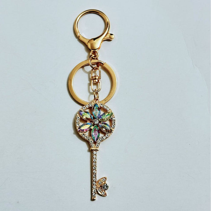 Wholesale Keychain Rhinestone Key Design Zinc Alloy Car Bag Charm Gift